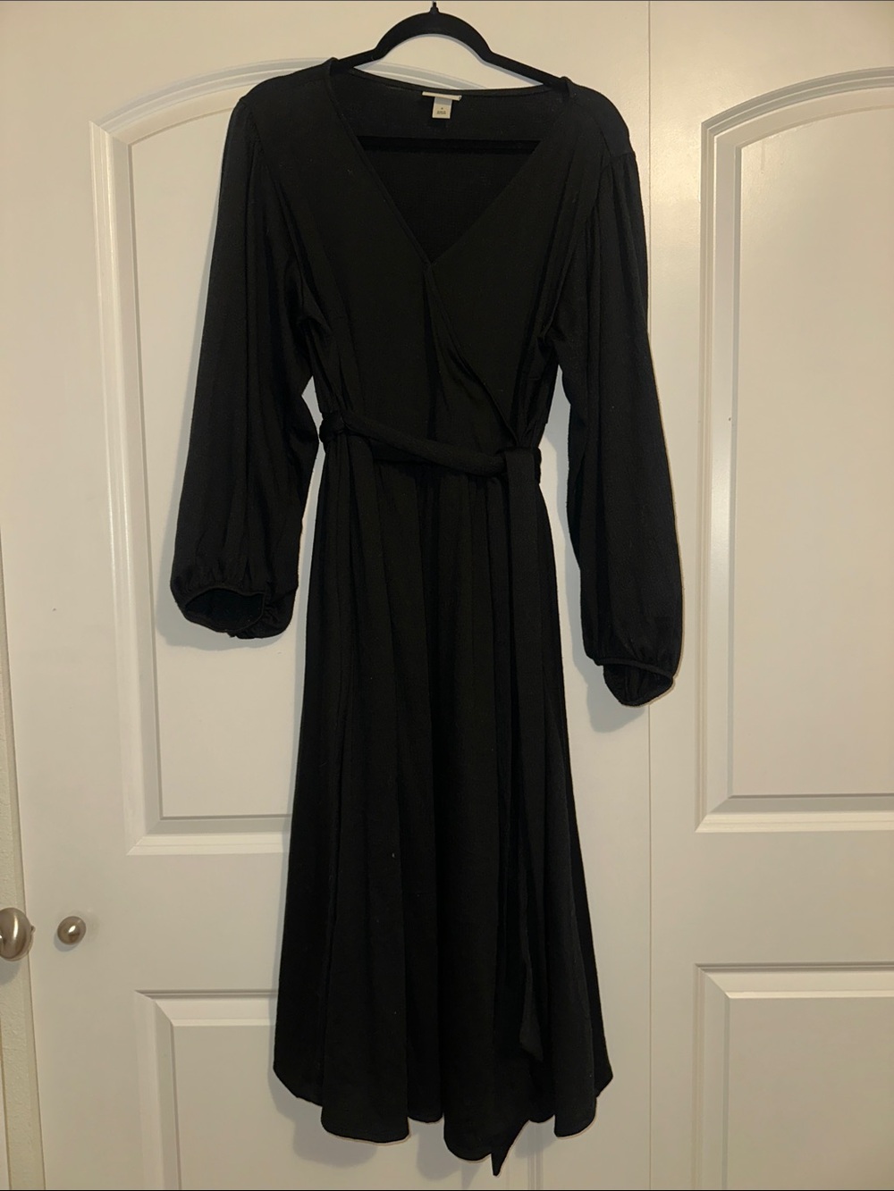 Ava & Viv Black Long Sleeve Wrap Midi Dress